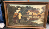Vtg 1930's Washington Mother Picture Painting Print Framed Antique REvolution!