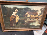 Vtg 1930's Washington Mother Picture Painting Print Framed Antique REvolution!