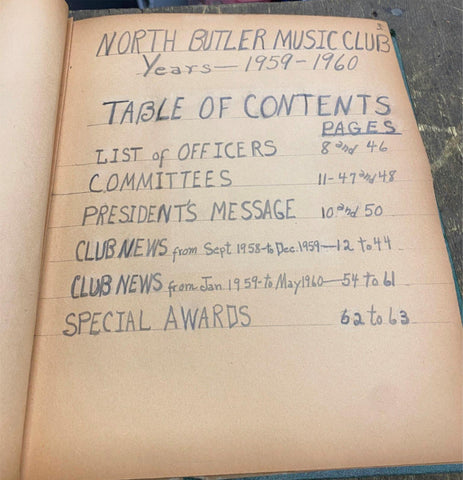 1959-60 Butler PA music Soceity Club Scrap Book Memorabilia programs Meetings!