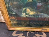 Vtg 1930's Dawn of Intelligence Picture Painting Print Framed Antique Peasant Fa