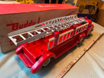 Vtg Buddy L Aerial Ladder Fire engine truck Steel #5451 original Box 60's Minty!