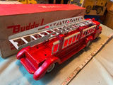 Vtg Buddy L Aerial Ladder Fire engine truck Steel #5451 original Box 60's Minty!