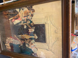 Vtg 1930's George Washington mother ballroom Picture Painting Print Framed Antiq
