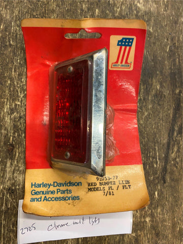OEM Harley Davidson Chrome Bezel Red Bumper Light NOS Electra Glide FLH 91053-77