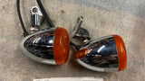 OEM Harley Bullet Turn Signals Front Dual W mounts Dyna Sportster 3 wire Pair!