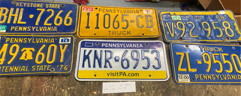 Vtg Lot Truck Auto License plates PA 1958 1976 bicentenial Keystone man cave dec