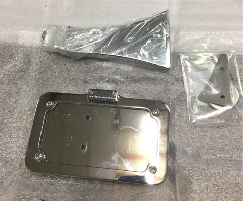 ACCUTRONIX Side Mount License Plate Assembly Chrome w/Bright Led Light Harley