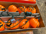 Vtg Jack O lantern Pumpkin Blow Mold String Lights Halloween Decor Set Orig Box!