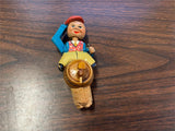 Vintage Wood Carved Animated Bottle Stopper Top Man On Barrel Tipping Hat