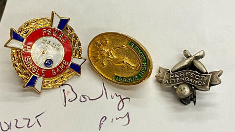 Vtg Pins Awards Bowling PSWBA WIBC perfect attendance 1984-85 League Single game