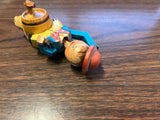 Vintage Wood Carved Animated Bottle Stopper Top Man On Barrel Tipping Hat