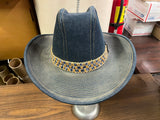 The Rustler Blue Denim Jean Western Cowboy Hat Vintage 7 1/4