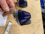 Vtg Truck Marker Lights Blue Lens visors Harley Chopper Custom Bullet Trailer PR