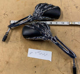 Kuryakyn Skeleton Hand motorcycle Mirrors Black Chrome Harley Custom Chopper