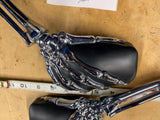 Kuryakyn Skeleton Hand motorcycle Mirrors Black Chrome Harley Custom Chopper