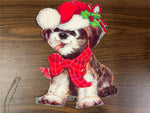 VTG Eureka Christmas Puppy Dog Santa Hat Wall/Window Hanging Cut Out Decor