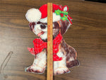 VTG Eureka Christmas Puppy Dog Santa Hat Wall/Window Hanging Cut Out Decor