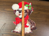 VTG Eureka Christmas Puppy Dog Santa Hat Wall/Window Hanging Cut Out Decor