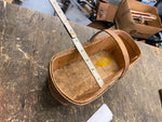 Vtg Little 2 pintes Fruit Basket Wood slat J Lepold Ontario Farm Antique Handle