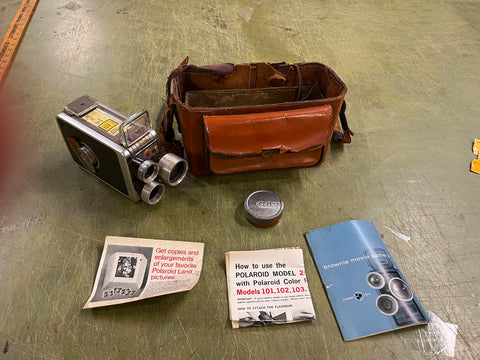Vintage 1950s Made In USA Kodak Brownie Turret 3 lens f/l 8mm movie camera