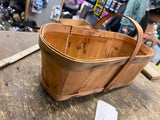 Vtg Little 2 pintes Fruit Basket Wood slat J Lepold Ontario Farm Antique Handle