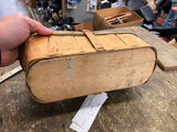 Vtg Little 2 pintes Fruit Basket Wood slat J Lepold Ontario Farm Antique Handle