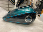 2002 Harley Ultra Classic Glide Gas Tank Suede Green Black FI Emblems FLH tOURIN