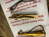 Vtg Lot Tie Clips Gold Jewelry Black Onyx Chain Mens Silver Suit Jacket