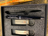 Vtg Key Chain fobs Pen Set Boxed Cadillac Dealer Promo Advertising Auto Gas Oil