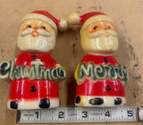 Vtg 1950s Merry Christmas Santa Claus Salt Pepper Shakers by Brinnco Hard plasti