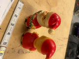Vtg 1950s Merry Christmas Santa Claus Salt Pepper Shakers by Brinnco Hard plasti