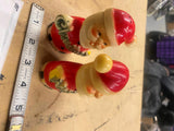 Vtg 1950s Merry Christmas Santa Claus Salt Pepper Shakers by Brinnco Hard plasti