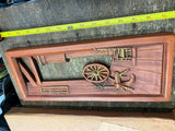 Vtg Lot 60's Chalkware WEstern Wall Art Works Covered Wagon Spinning Wheel Cowbo