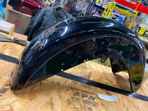 Vivid Black OEM Front Fender Harley Heritage Softail FLSTC Stripe Air Brush Fact