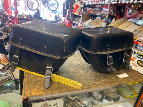 Custom Leather Saddlebags Harley dyna Softail Motorcycle Large Locking 16x12 FLH