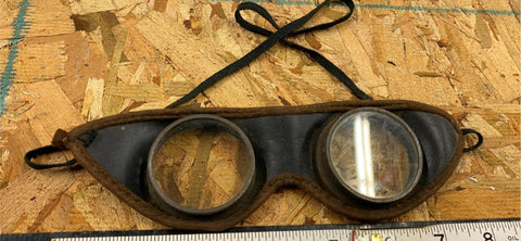 Vtg WW2 Pilot Goggles Airplane Leather Motorcycle Military Air Force Tank Comman