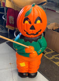 Scare Crow Pumpkin Head Don Featherstone Blow Mold Goblin Halloween Decor Vtg!