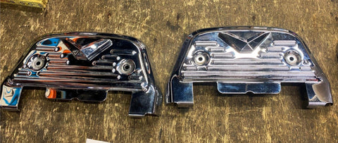 OEM Harley V Logo Passenger Floorboard Chrome Covers FLH Road King Touring Glide
