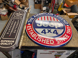 Jeep CJ2A 24" Round Sign Advertising Tin  WW2 Collectible Willys 4X4 American Le