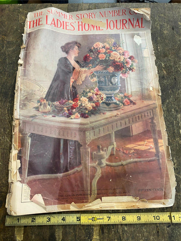 1908 Ladys Home journal Magazine Kellogs cereal Advertisin Gold medal Flower Art