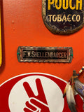 Vtg Reverse Painted Foil Glass Sign 1920's F.W Shellenbarger Private Eye Antique