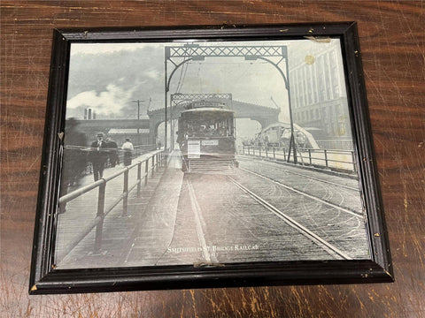 Vtg Carnegie Library Of Pittsburgh Smithfield St Bridge Railcar Photo Frame 1912