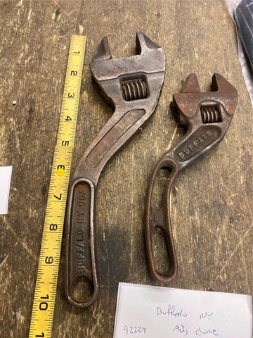 Vtg Buffalo Ny mfg Co Adjustable Wrenches Tools Curved S Wrench Antique Auto Pr!