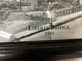 Vtg Carnegie Library Of Pittsburgh Liberty Bridge 1933 Framed Photograph