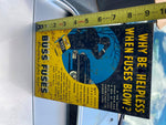 Buss Fuse Counter Top Tin Display Case Fuse Boxes Auto Advertising Sign Oil Gas!