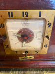 Vtg Wood Portabl Art Deco Style Traveler Tube Type Radio Alarm Clock Model 5182