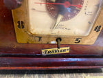 Vtg Wood Portabl Art Deco Style Traveler Tube Type Radio Alarm Clock Model 5182