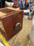 Vtg Wood Portabl Art Deco Style Traveler Tube Type Radio Alarm Clock Model 5182