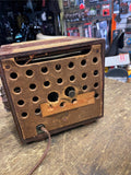 Vtg Wood Portabl Art Deco Style Traveler Tube Type Radio Alarm Clock Model 5182