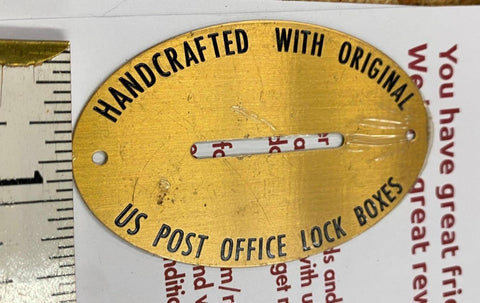 Vtg Handcrafted Original Post Office Box Mailbox Brass TAg Coin Bank